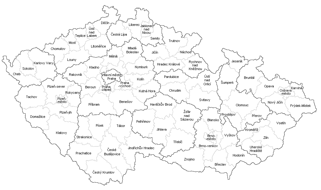 czech counties map